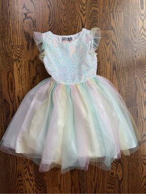 Pastourelle Pastel Rainbow Ballet Tulle Sequin Embellished Girl’s Dress